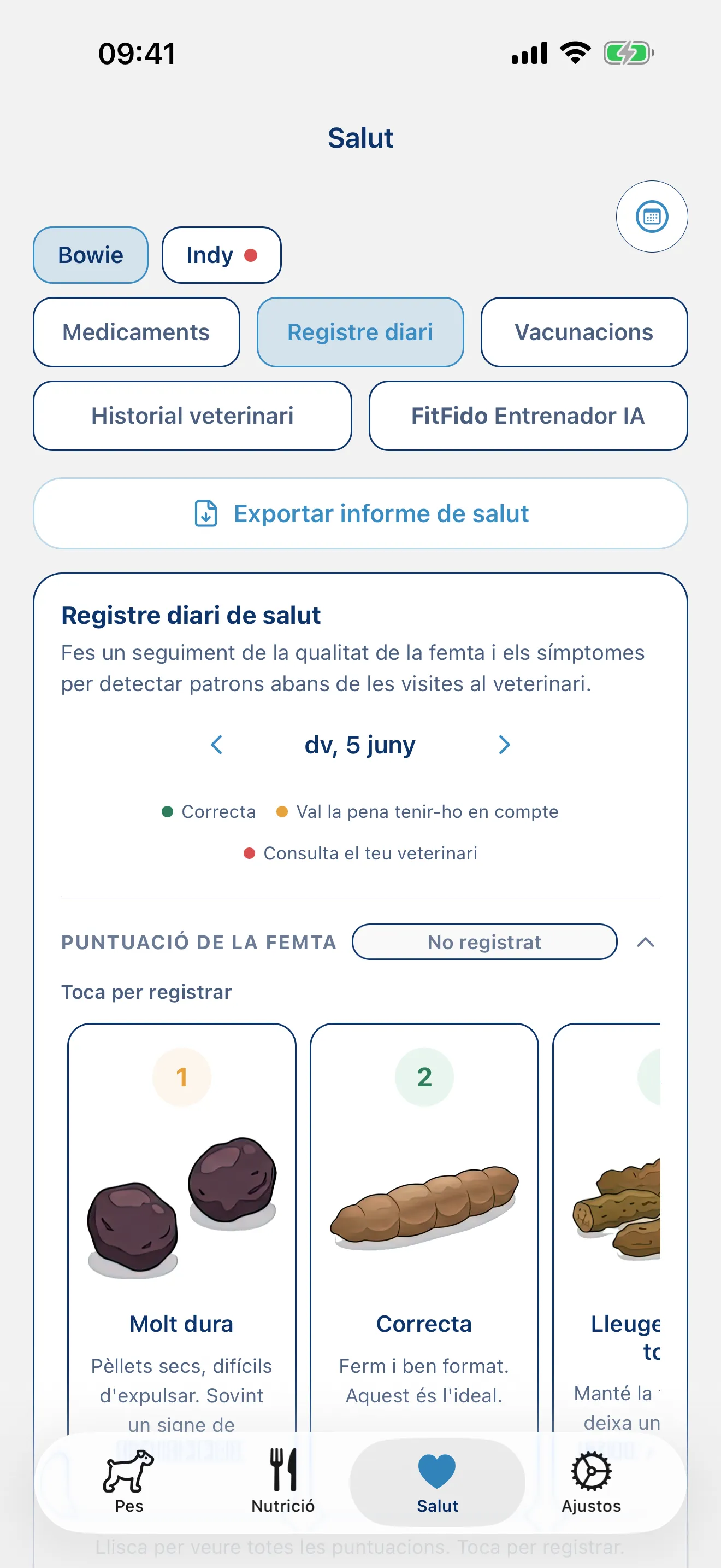 Registra el dia. Cada símptoma, cada nota.