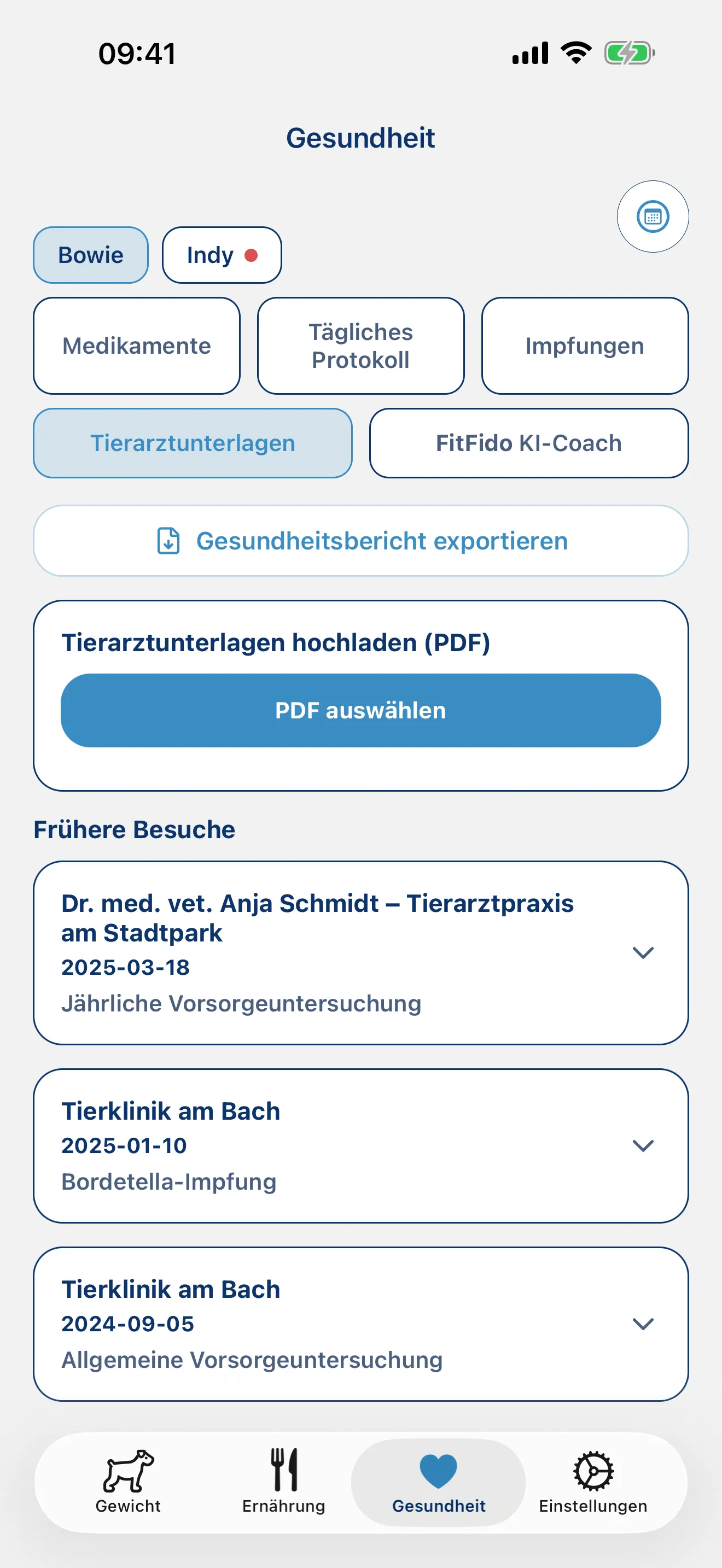 Medikamente, Impfungen, Tierarztunterlagen. Erledigt.