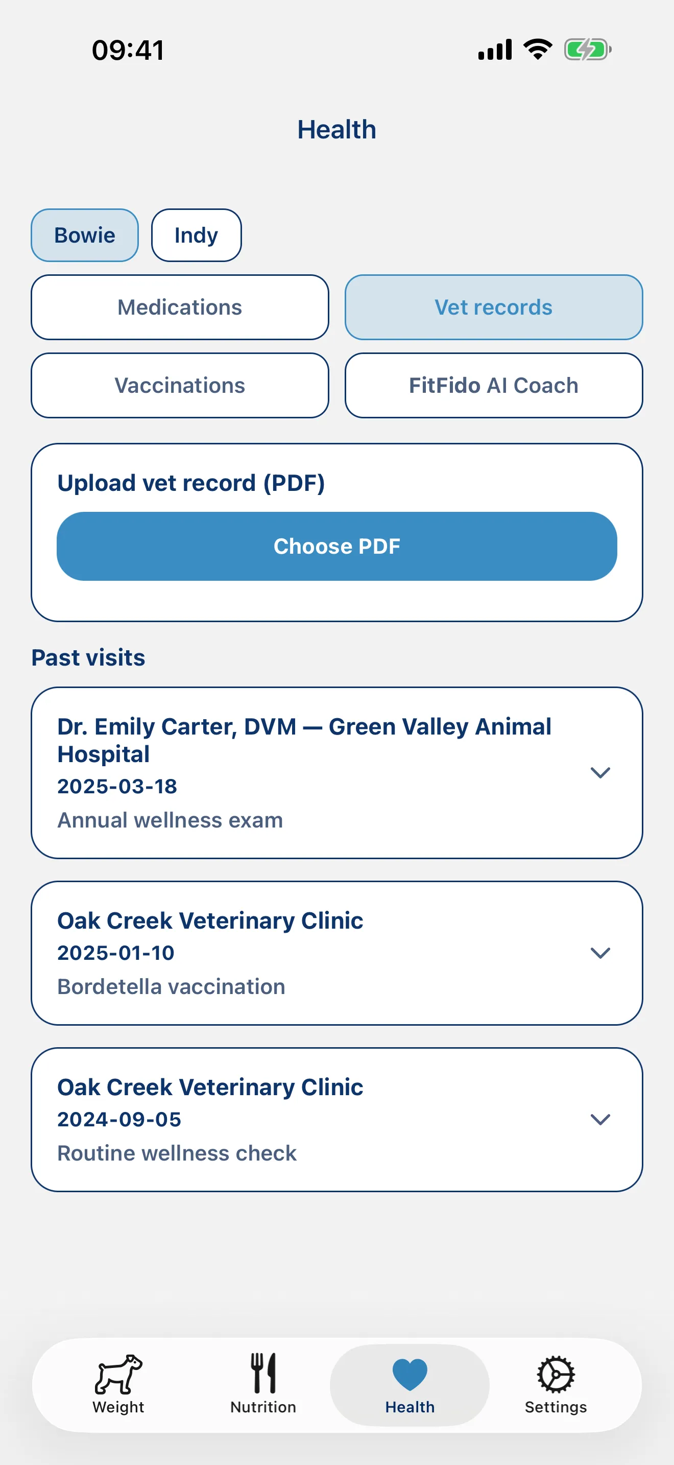Meds, vaccines, vet records. Handled.