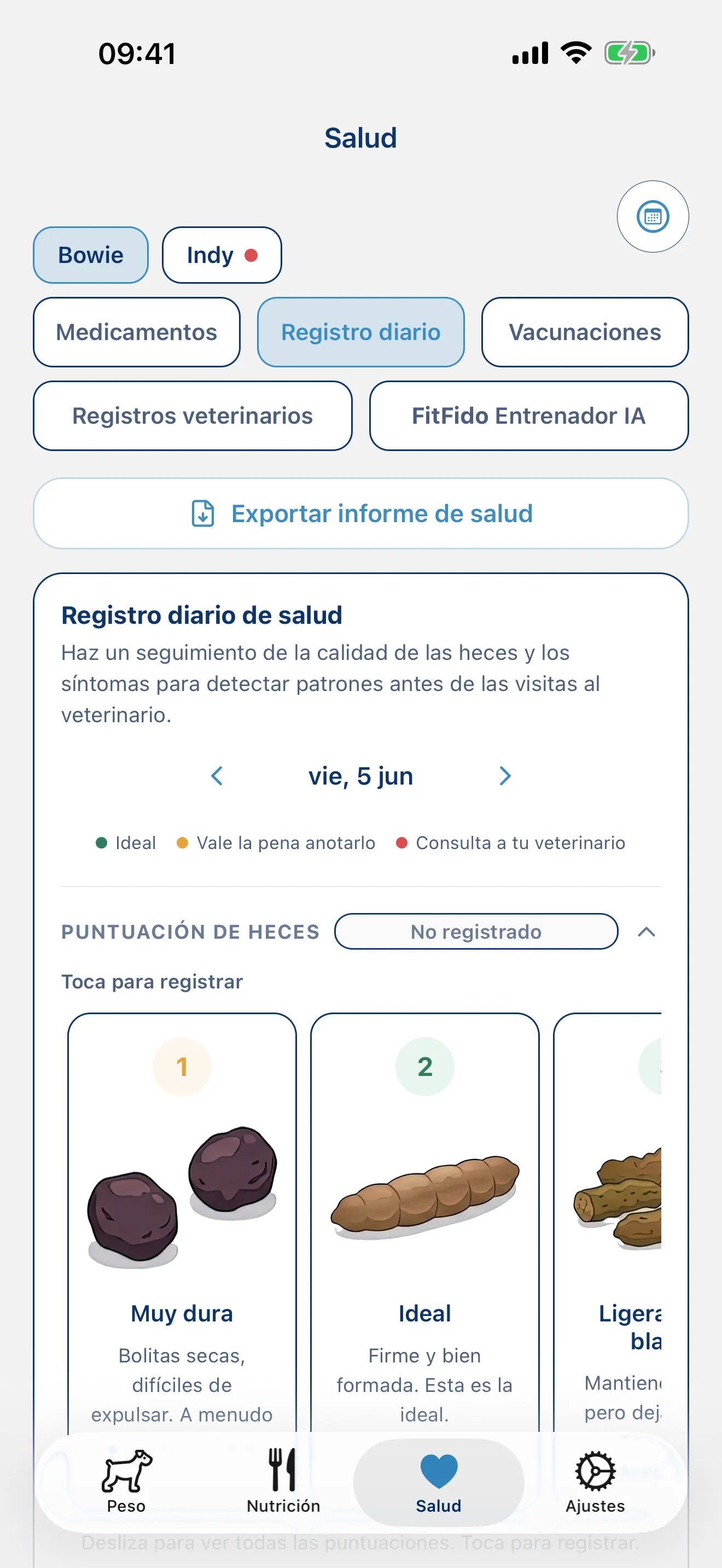 Registra el día. Cada síntoma, cada nota.