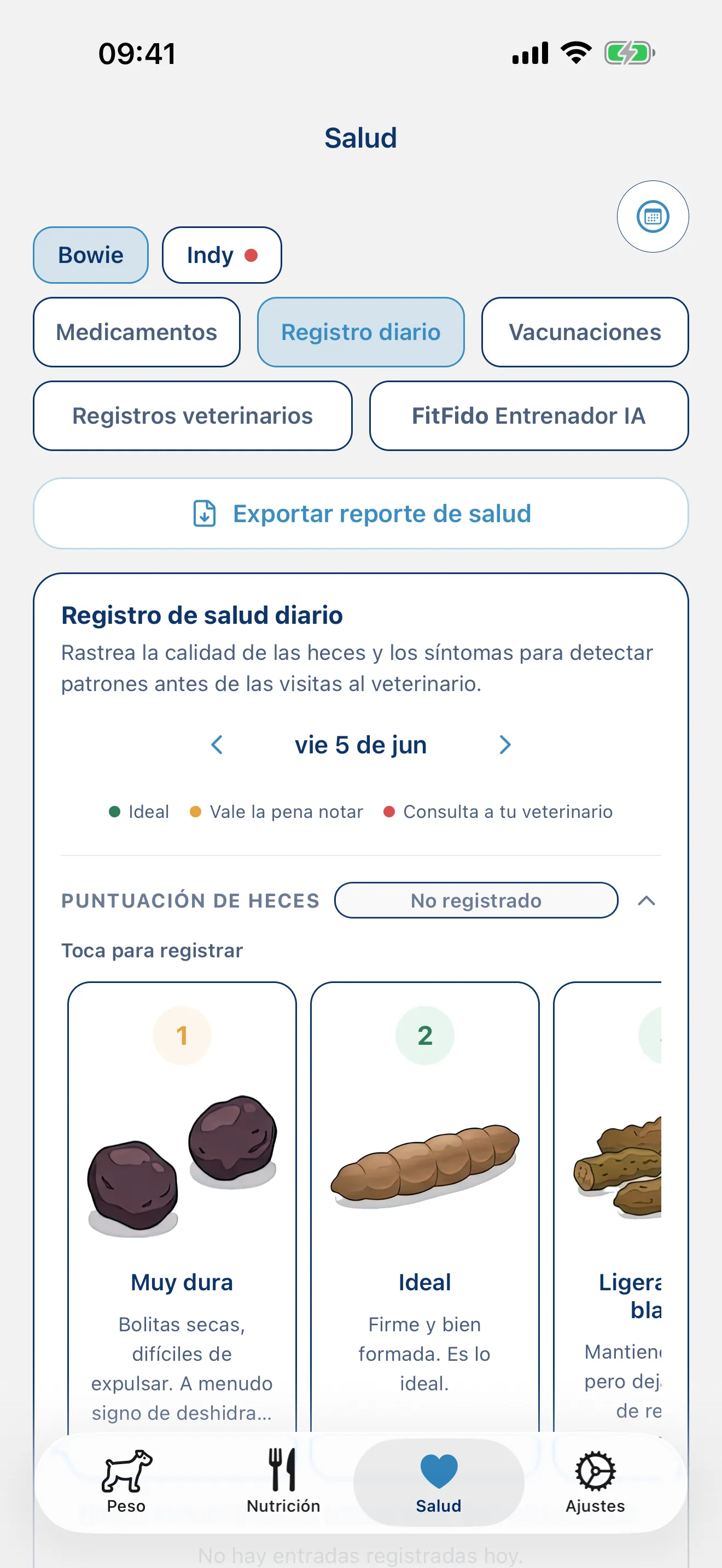 Registra el día. Cada síntoma, cada nota.