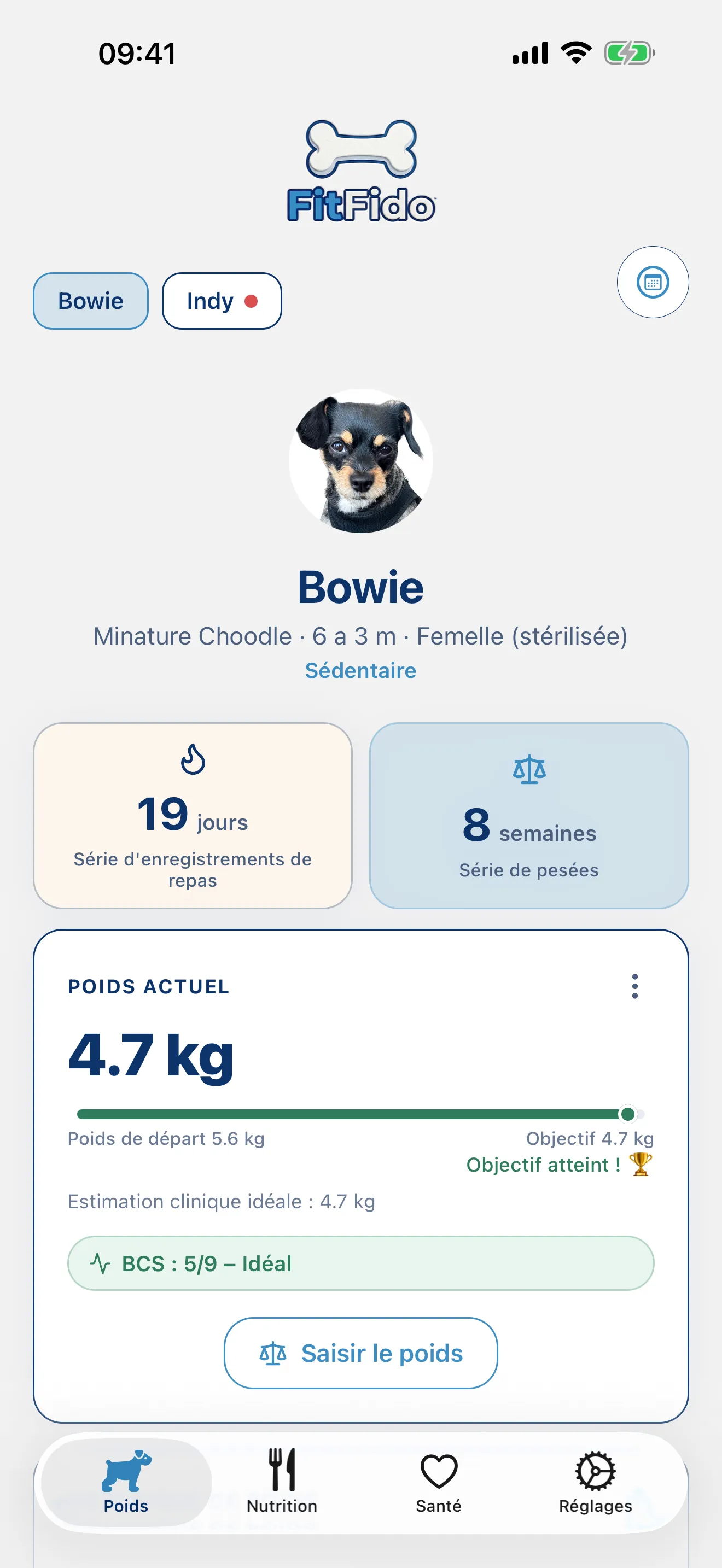 Chaque gramme, suivi jusqu'à la cible.