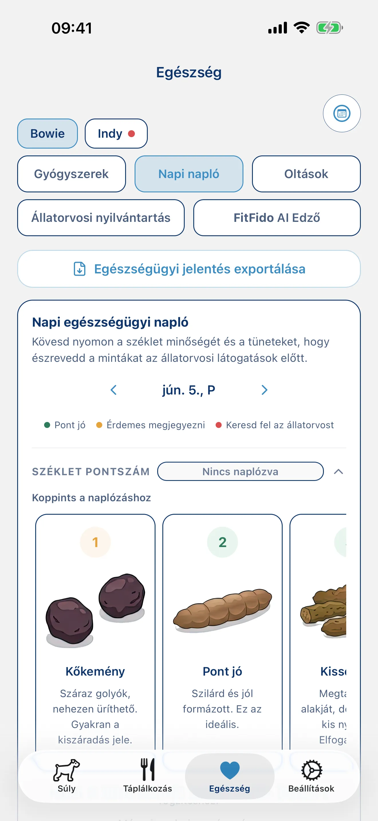 Naplózd a napot. Minden tünet, minden jegyzet.