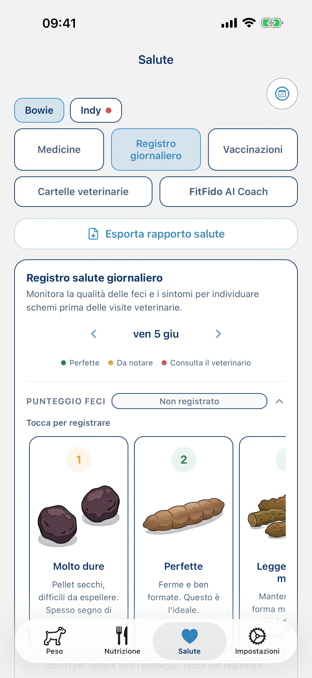 Registra la giornata. Ogni sintomo, ogni nota.