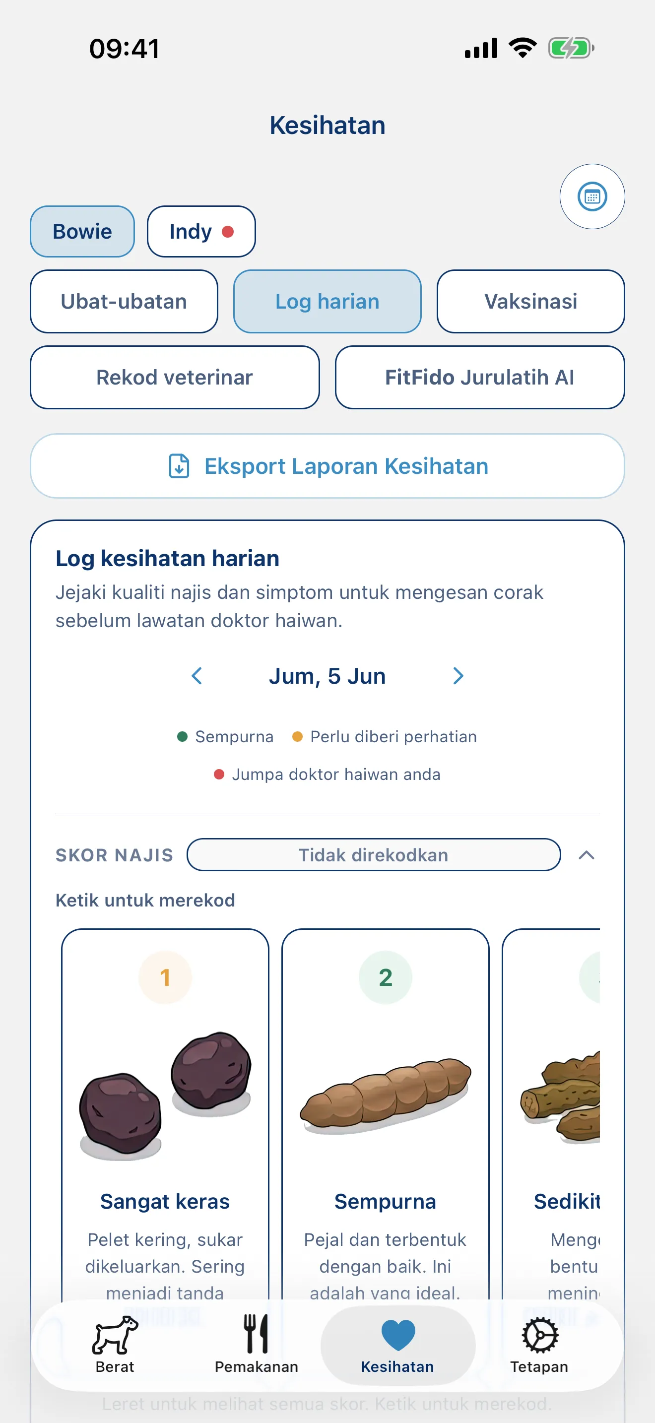 Log hari ini. Setiap simptom, setiap nota.