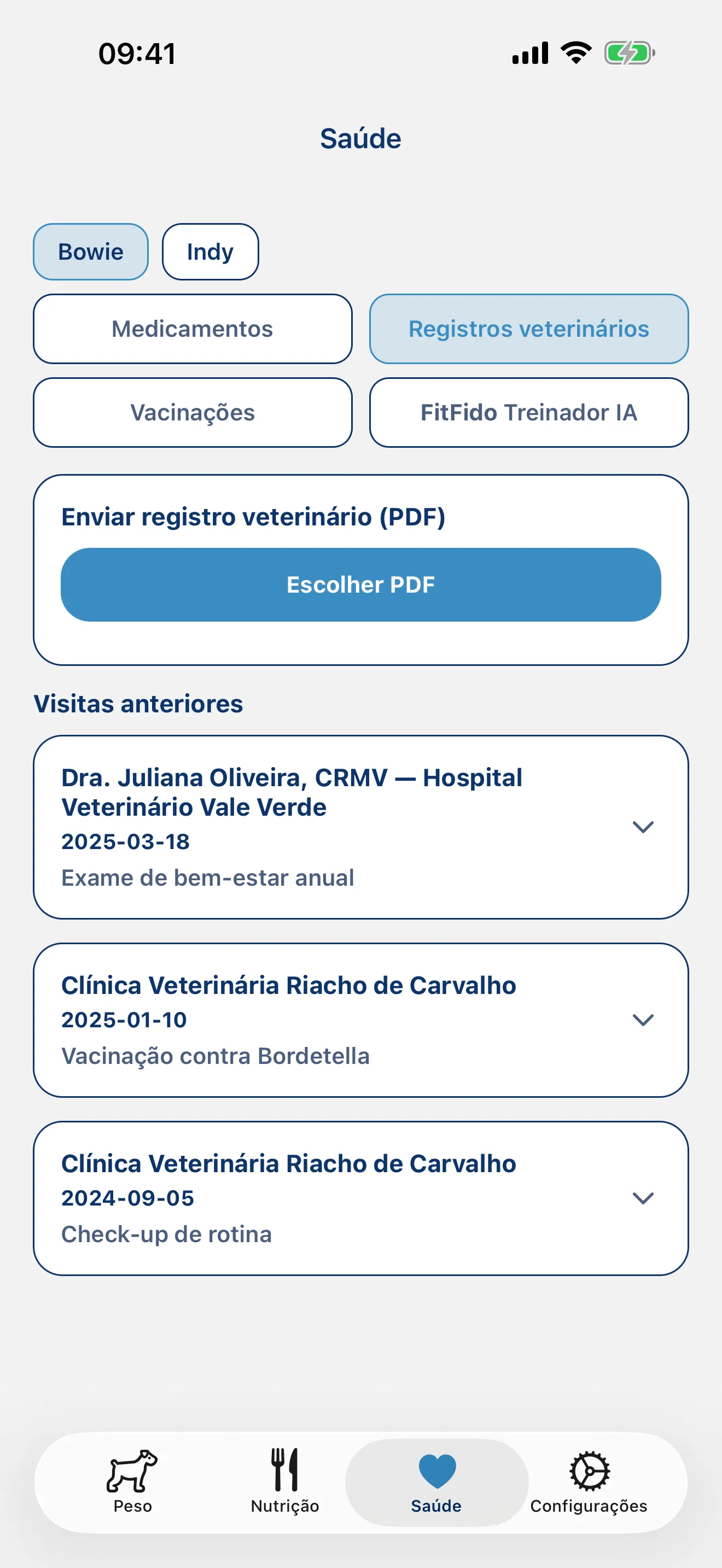 Remédios, vacinas, registros veterinários. Resolvido.