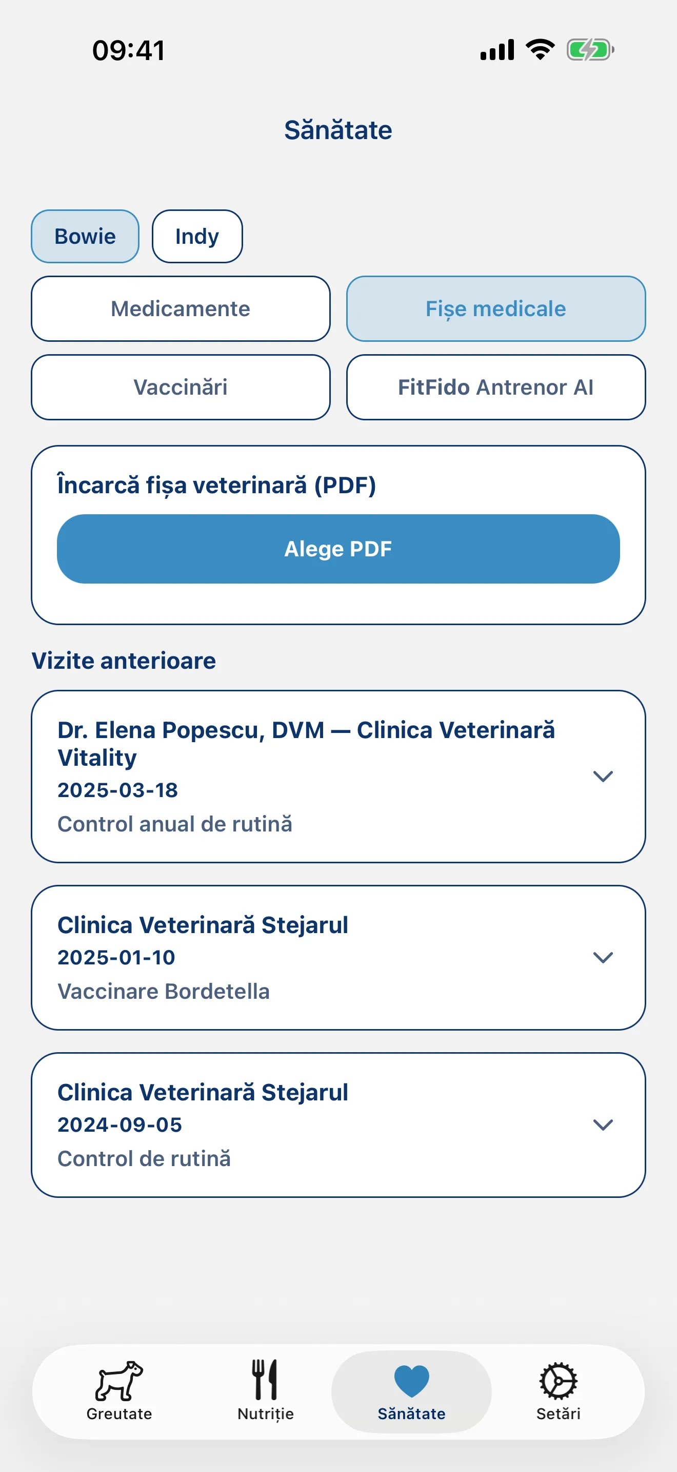 Medicamente, vaccinuri, fișe medicale. Gestionate.