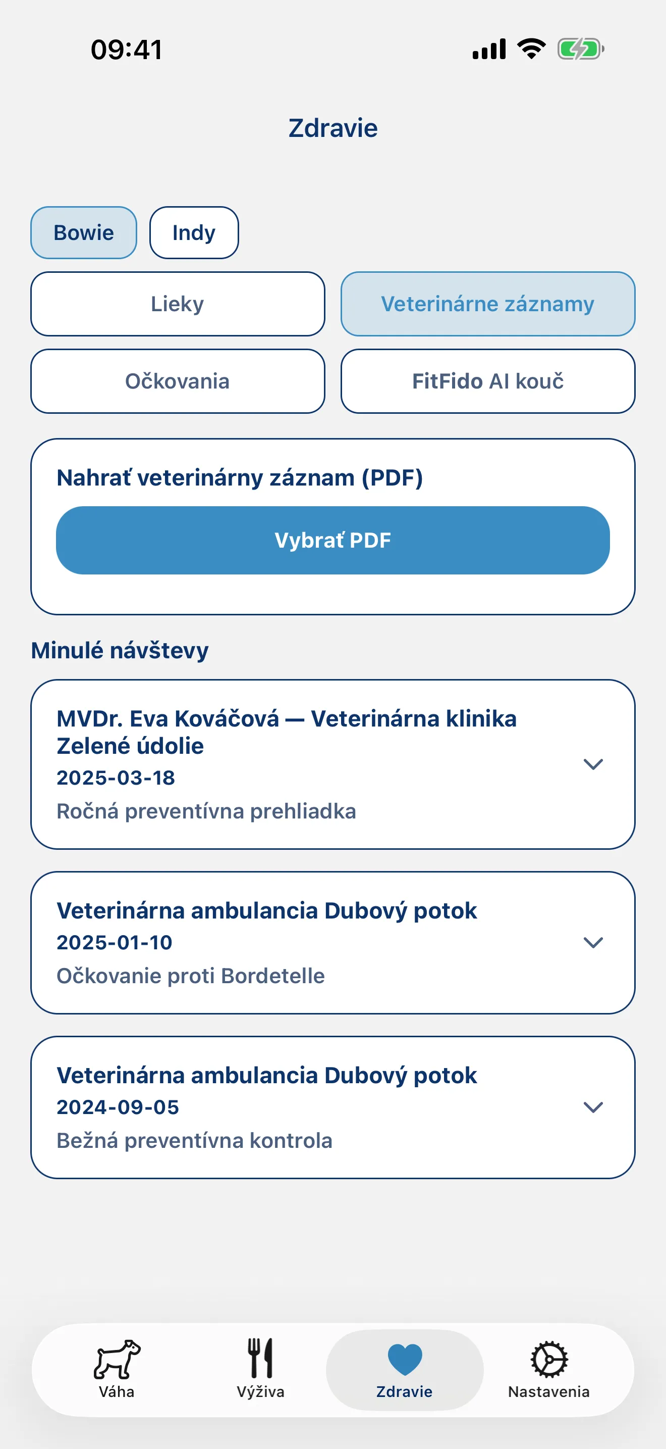 Lieky, očkovania, veterinárne záznamy. Zvládnuté.